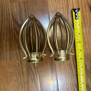 Pair of Gold Metal Finials for wooden rod